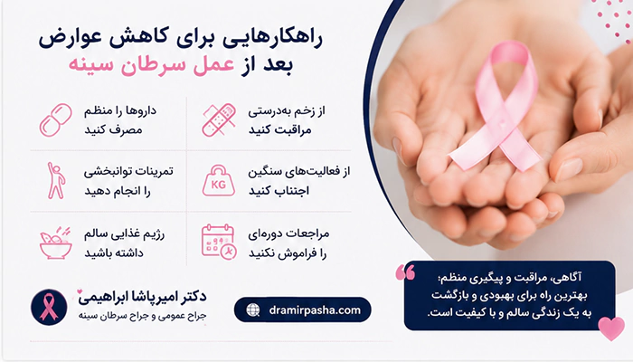 راهکارهای کاهش عوارض بعد از عمل سرطان سینه